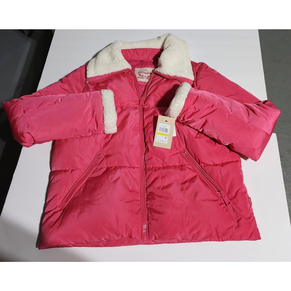 New PINK Levi's Women's Sherpa Lined Puffer Winter Jacket MSRP $200 Size MEDIUM